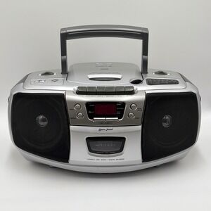 Lenoxx Sound CD-102 CD Player Cassette Stereo AM/FM Radio Boombox Silver Works